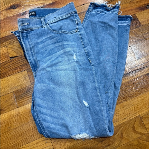 Express Blue Skinny Jeans with Distressed Details - Picture 5 of 7